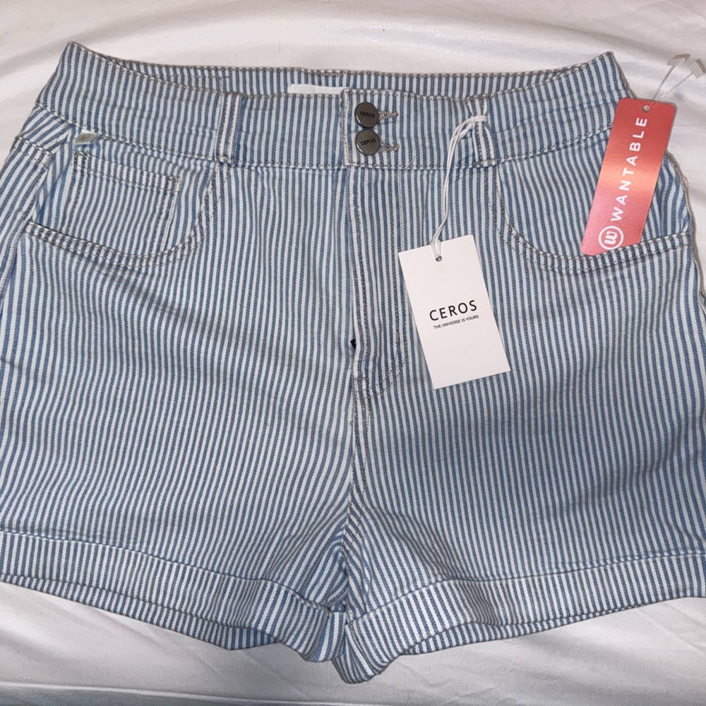 Ceros Blue Striped Women's Jean Shorts